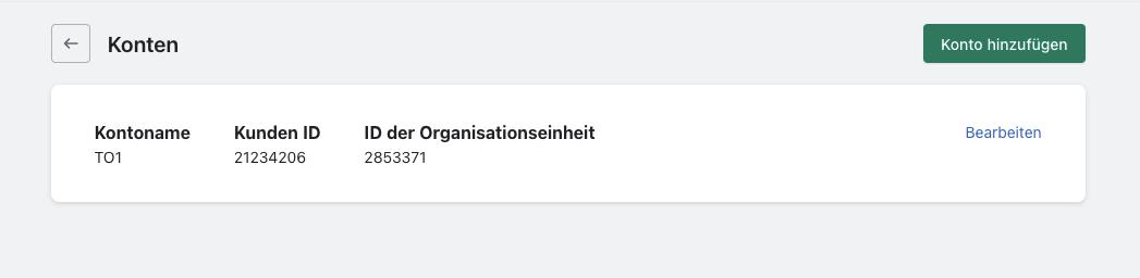 Konto hinzufügen